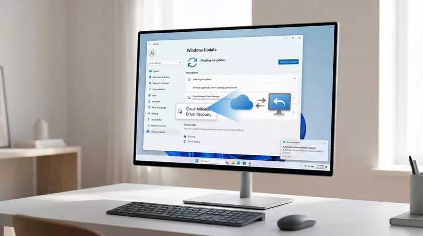Интерфейс Windows Update на экране монитора