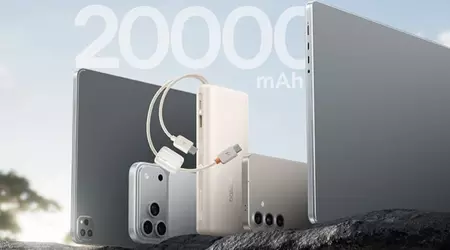 Baseus випустила за межами Китаю компактний павербанк EnerFill FC41 ємністю 20 000 мА·год, з двома вбудованими кабелями і потужністю до 100 Вт