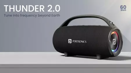 Компанія Portronics представила нову портативну колонку Thunder 2.0 з потужністю 60 Вт, захистом IPX6 та 6-годинною автономністю