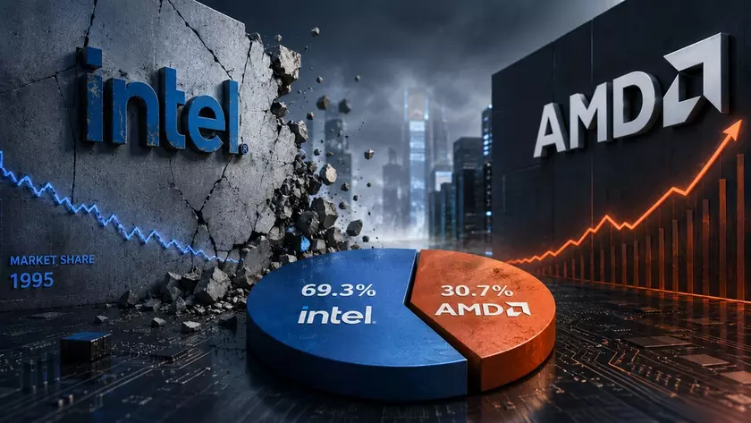 Процессор Intel на фоне материнской платы