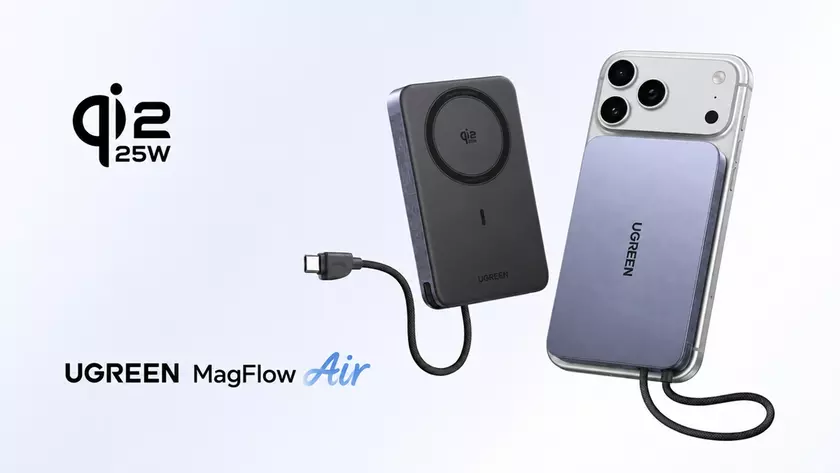 Тонкий магнитный павербанк Ugreen MagFlow Air Ultra Slim