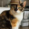 A cat with a detective's hat