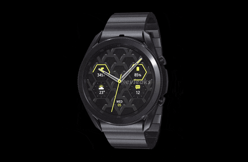 Титановая версия Samsung Galaxy Watch 3 появилась на GIF-изображении со всех сторон