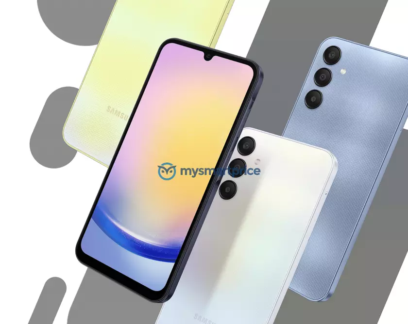 AMOLED-дисплей, чип Exynos 1280 и пять цветов: в интернете появились пресс-рендеры и характеристики Galaxy A25 5G