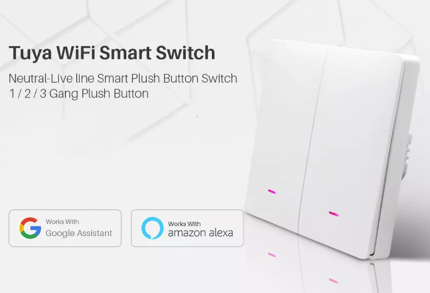 Умный выключатель Tuya с поддержкой Google Assistant и Amazon Alexa за $10