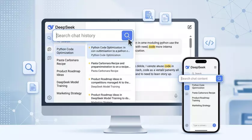 Интерфейс поиска в чатах DeepSeek