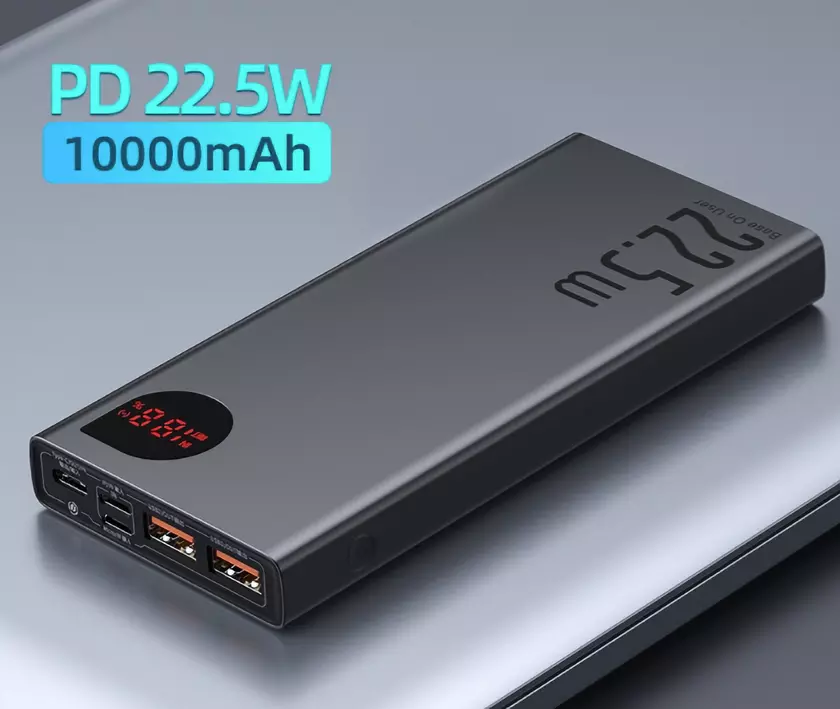 На AliExpress можно купить аккумулятор Baseus на 10000 мАч с 5 портами USB и поддержкой зарядки на 22.5 Вт за $17