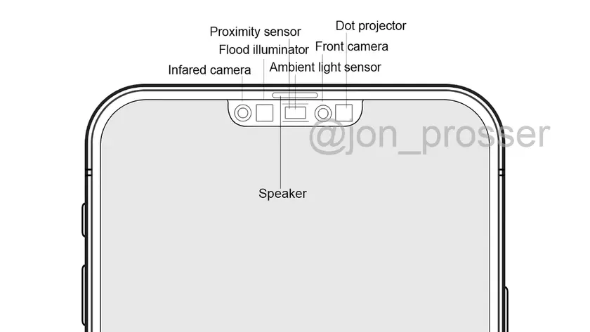 В сети появилось схематическое изображение «моноброви» в iPhone 12 с расположением датчиков Face ID