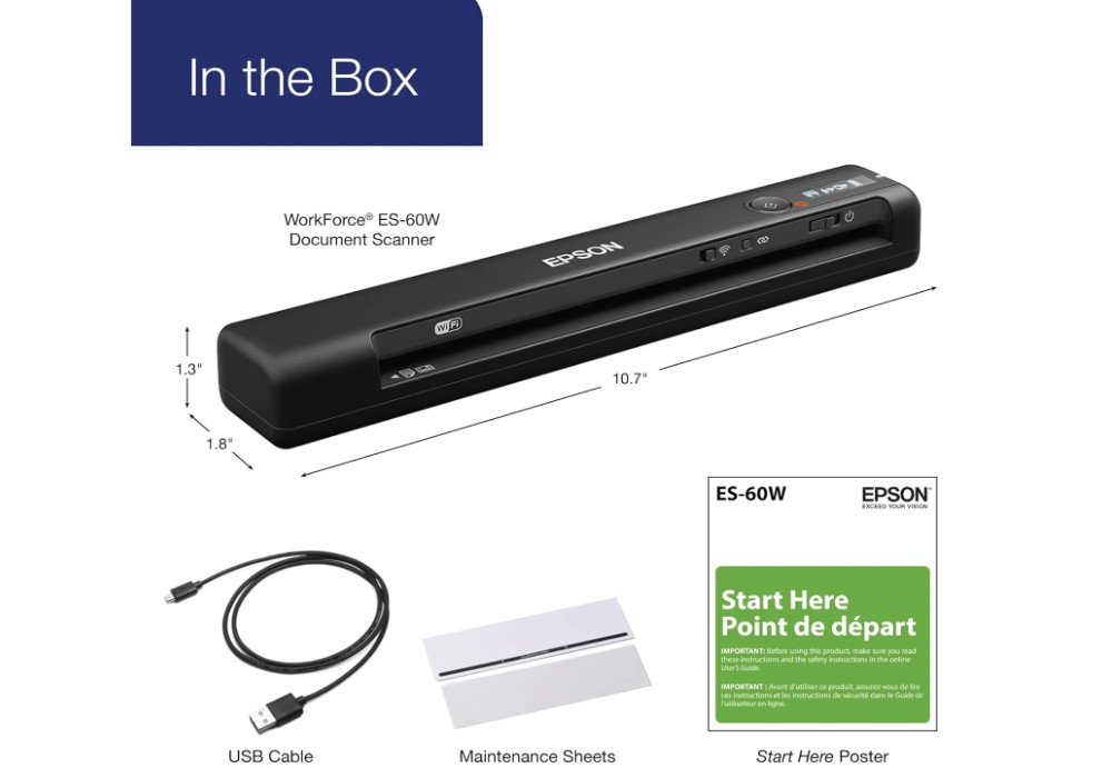 Epson Workforce ES-60W travel document scanner