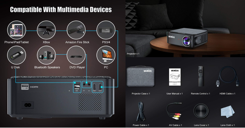 WIMIUS K1 meilleur projecteur portable moins de €400