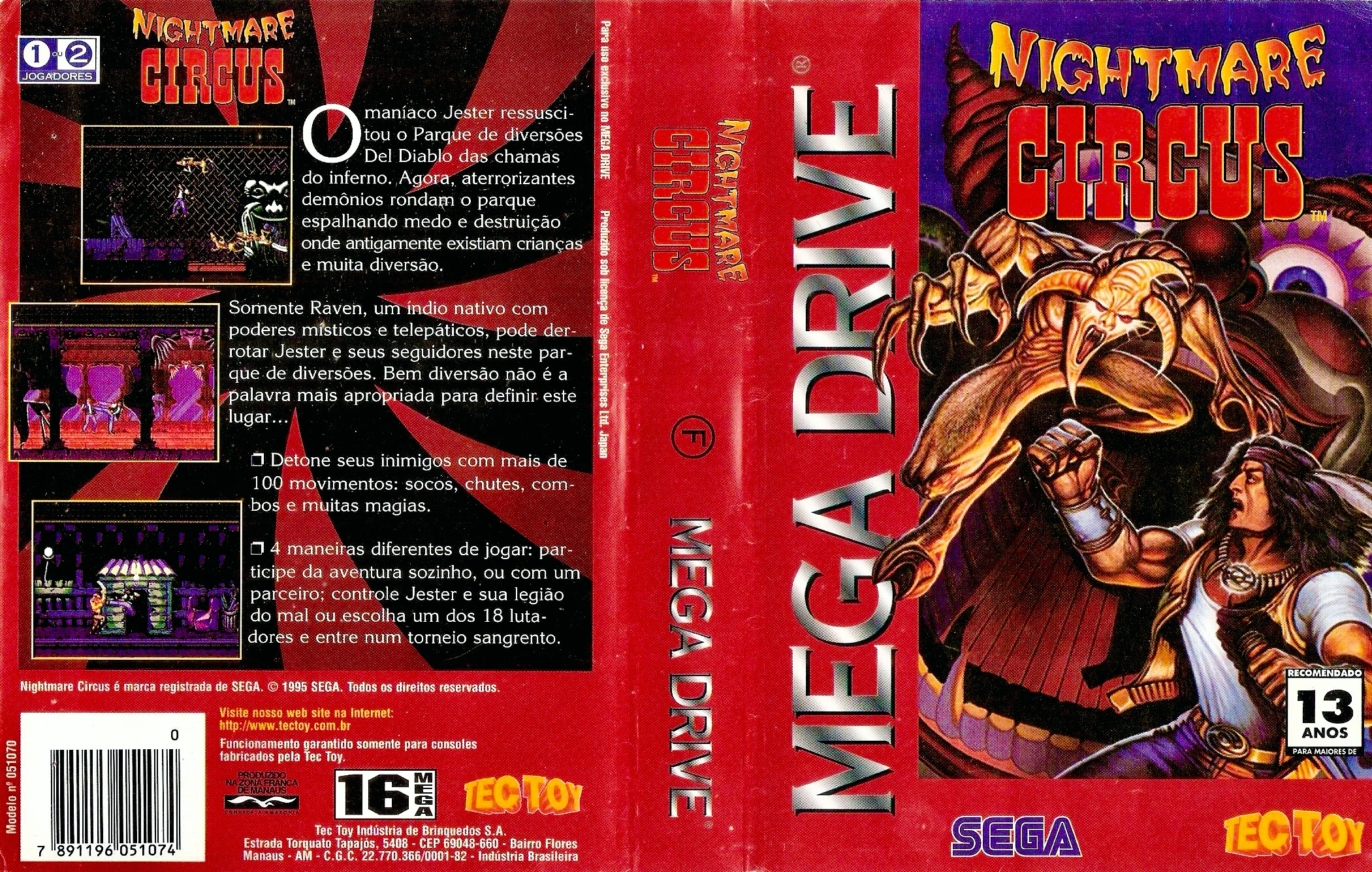 Boîte brésilienne de Nightmare Circus sur Mega Drive