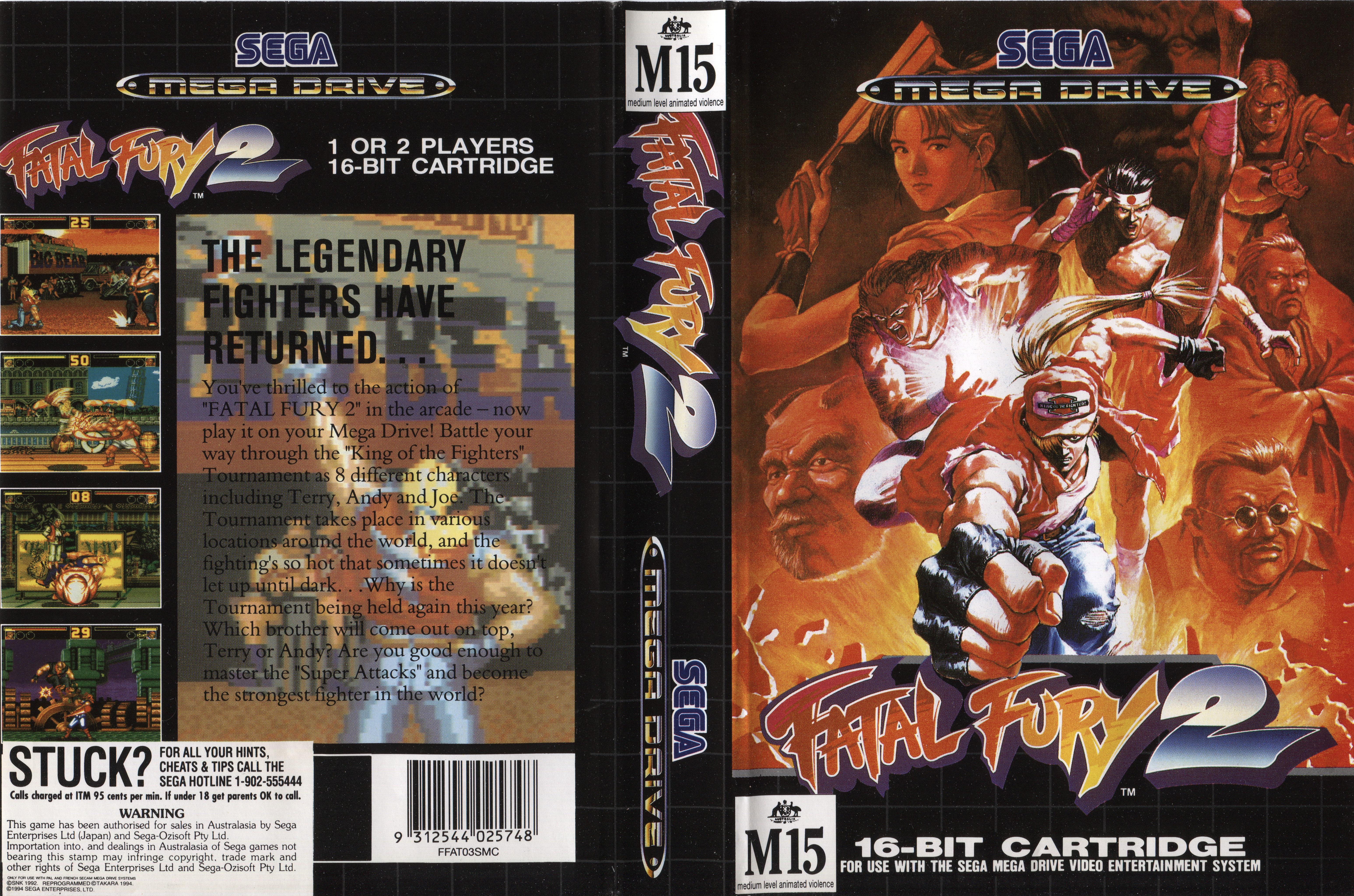 Boîte australienne de Fatal Fury 2 sur Mega Drive