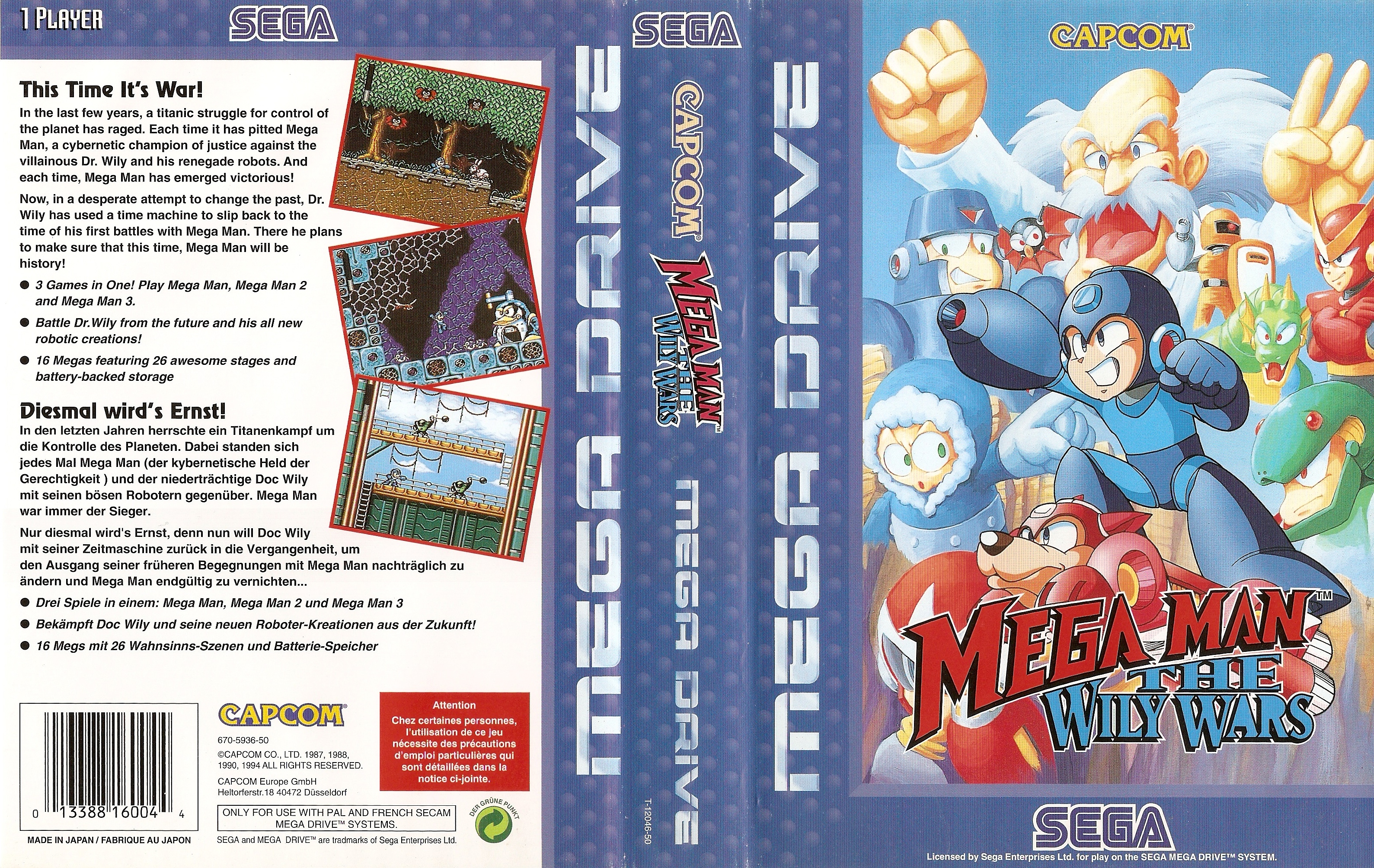 Boîte européenne de Mega Man : The Wily Wars sur Mega Drive