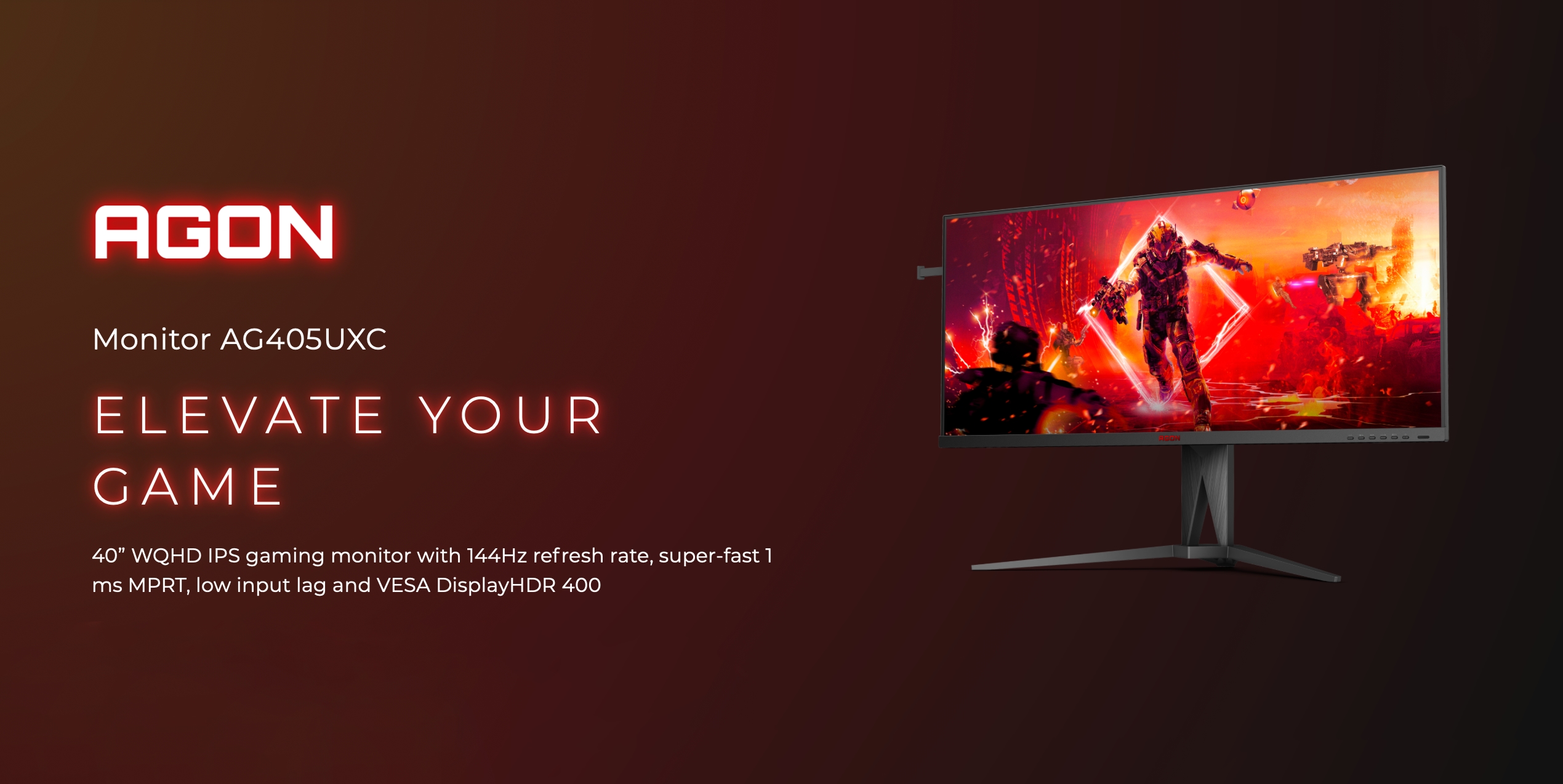 AOC AGON AG405UXC : Moniteur de jeu avec écran 40", IPS, résolution 2K et 144Hz