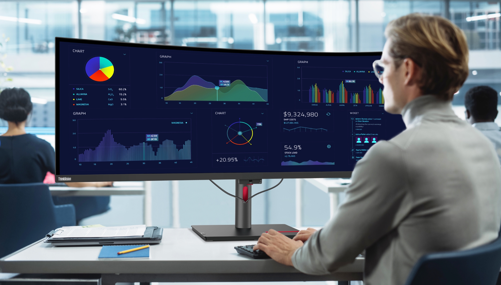 Lenovo ThinkVision P49w-30 : Un moniteur incurvé de 49 pouces avec un taux de rafraîchissement de 160 Hz et un prix de 1900 $.
