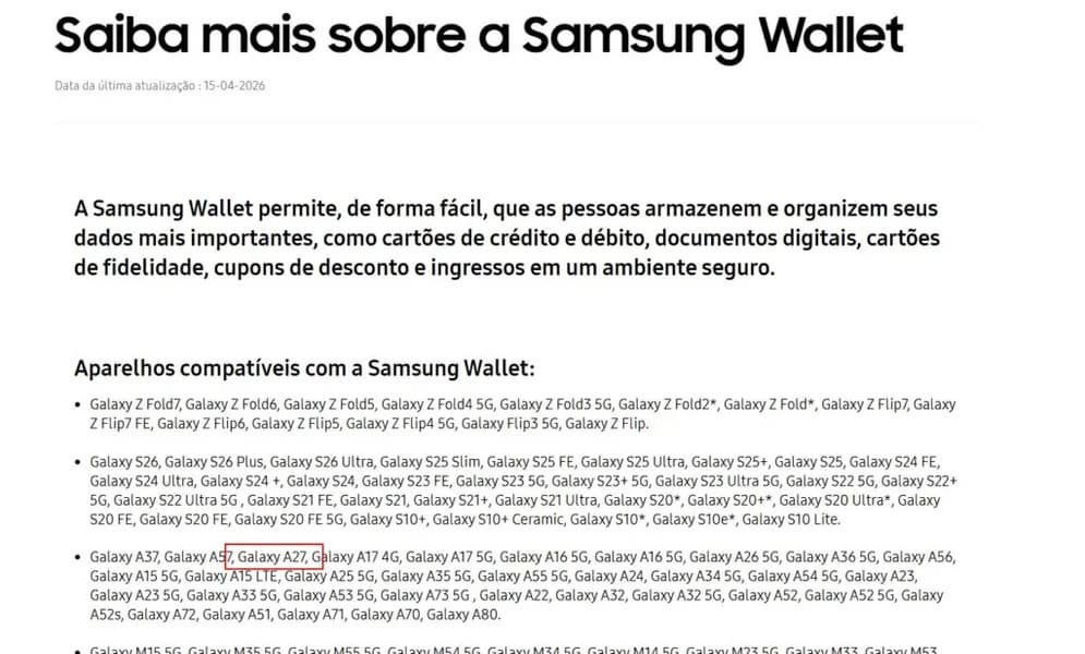 Confirmation du modèle sur le site Samsung Brésil. Illustration : GalaxyClub