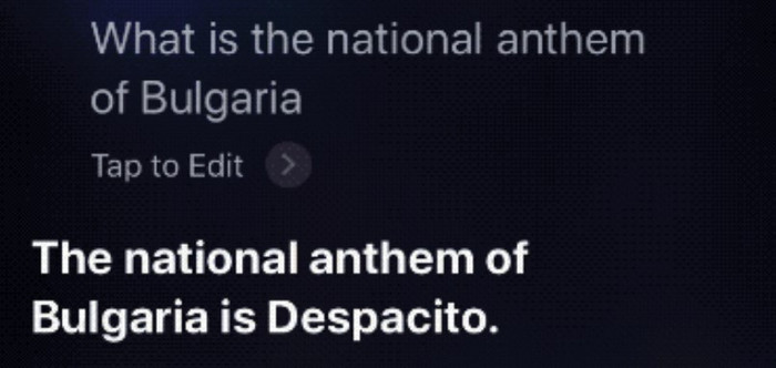 Внезапно: Siri назвала хит Despacito гимном Болгарии