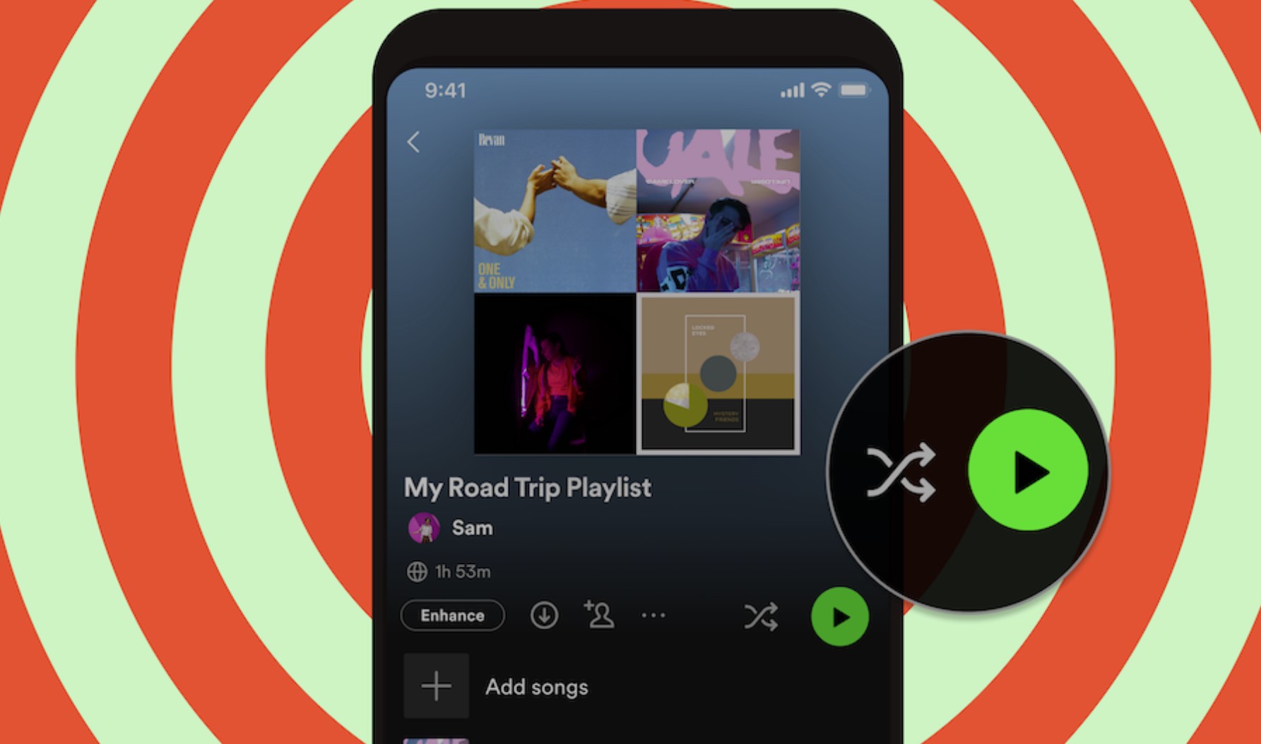 Play and shuffle buttons added to all playlists and albums on Spotify