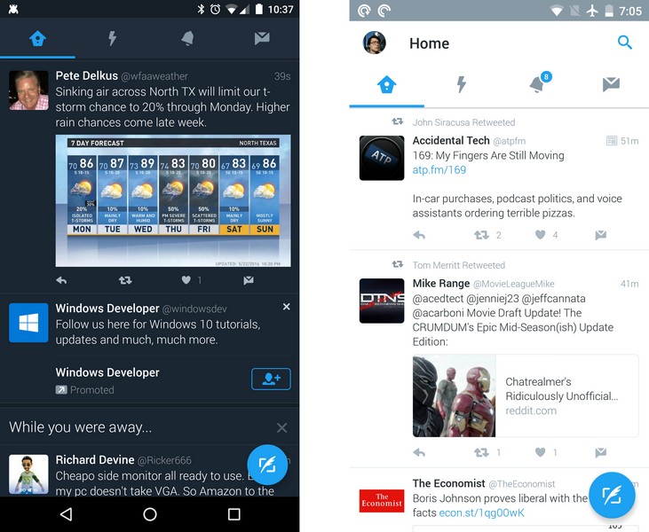 Twitter тестирует ночной режим на смартфонах