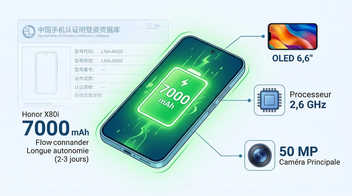 Le smartphone Honor X80i dans la base de données TENAA