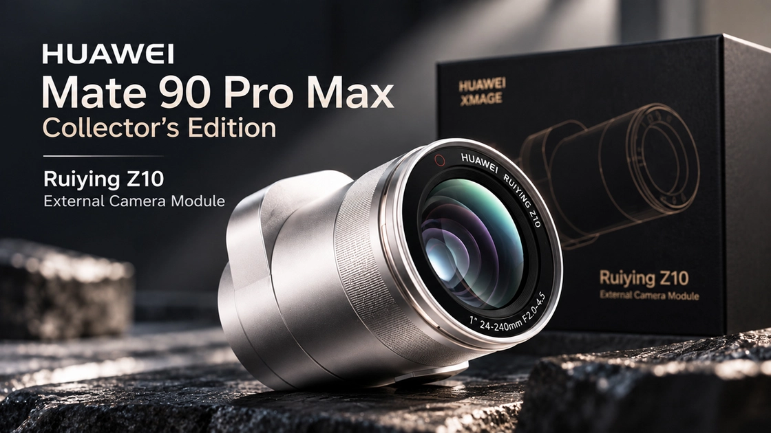 Смартфон Huawei з зовнішнім об'єктивом