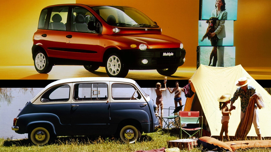 Исторические Fiat Multipla (1998) и Fiat 600 Multipla (1955)