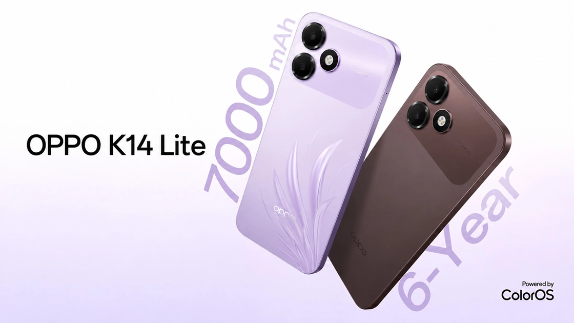 Смартфон Oppo K14 Lite у зеленому кольорі