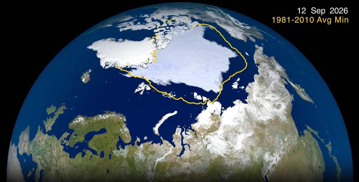 Étendue de la banquise arctique au minimum annuel du 12 septembre 2026