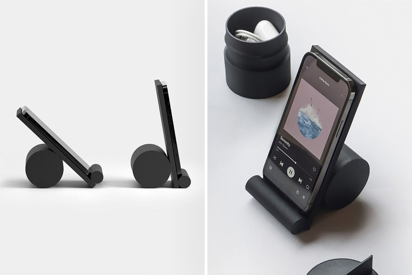 This adjustable phone stand’s Memphis-inspired design even has space for storing a charging cable