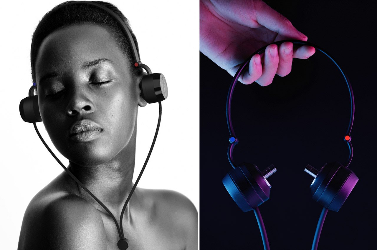 These temperature regulating headphones have sound isolating metal earbuds on the inside