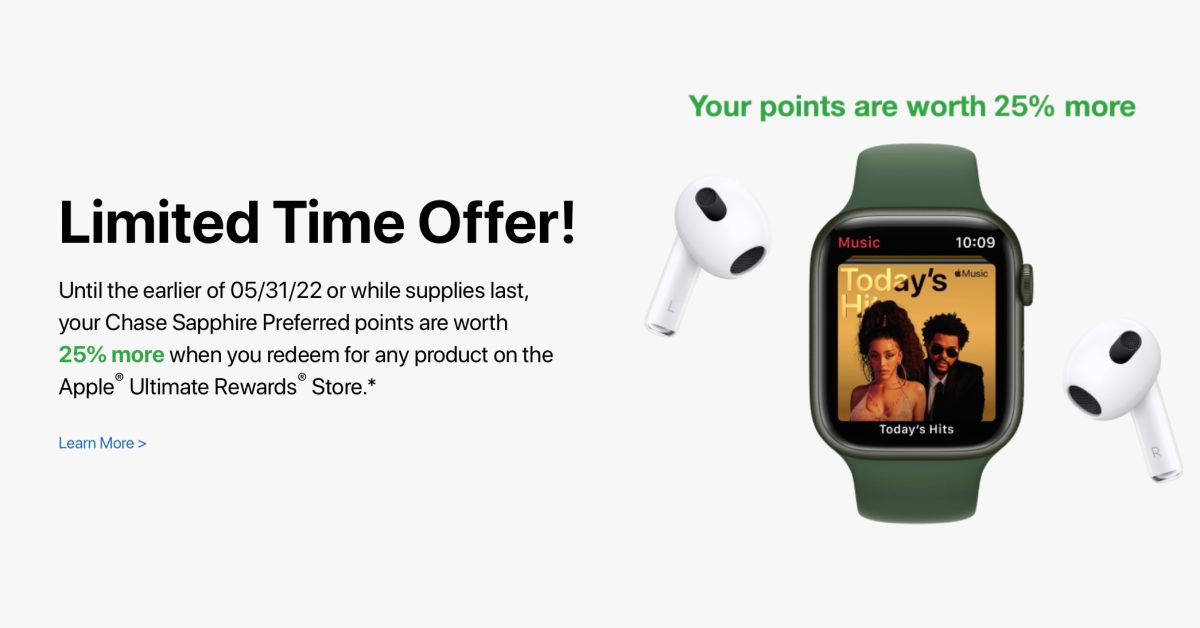 Chase offers 50% bonus when you redeem your points for Apple products