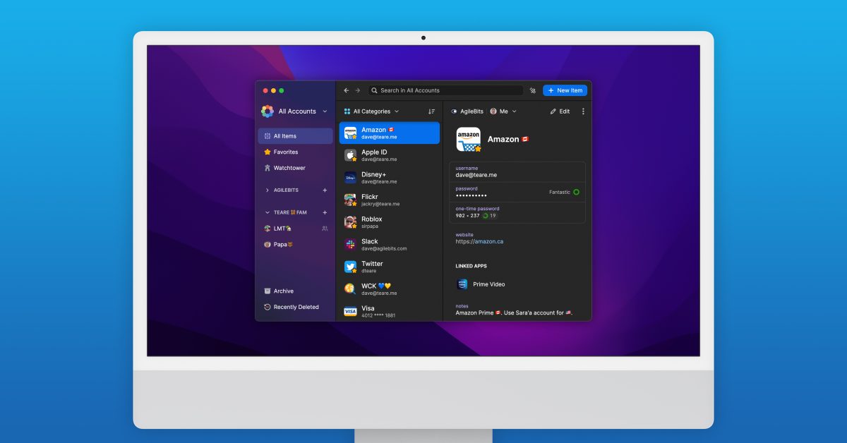 1Password 8 pour Mac est désormais disponible avec une nouvelle interface et une Watchtower améliorée