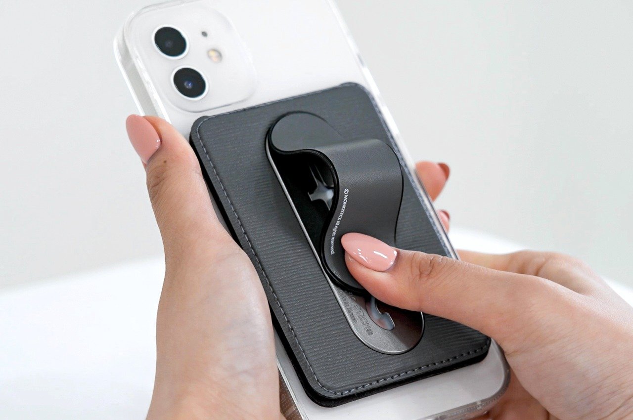 A MagSafe-compatible wallet, grip, and stand in a super-slim profile
