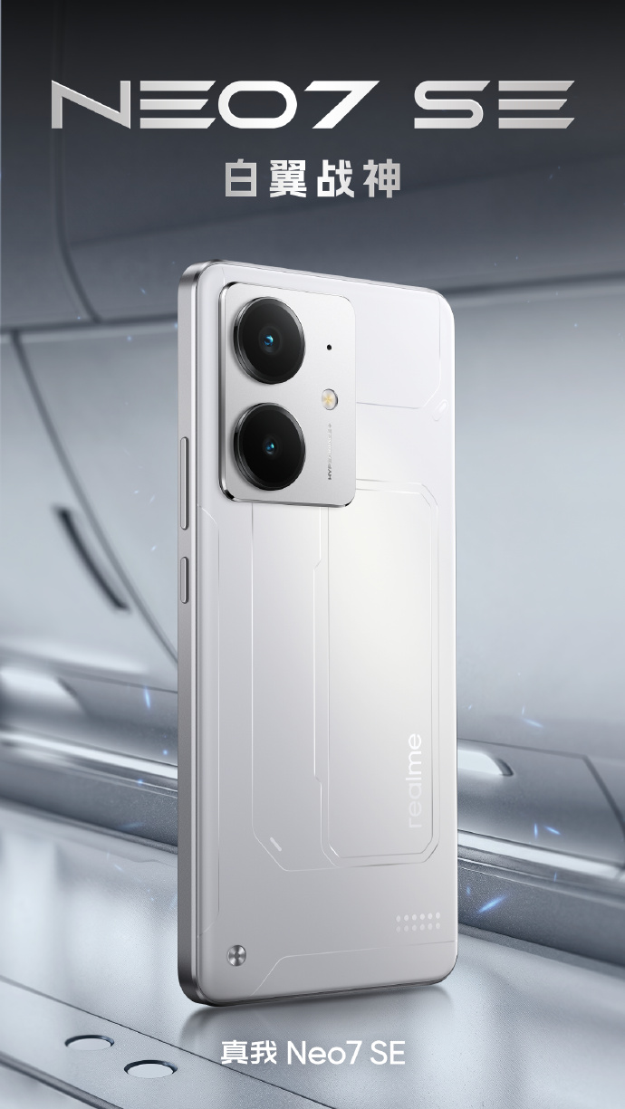 Realme Neo7 SE smartphone in white colour