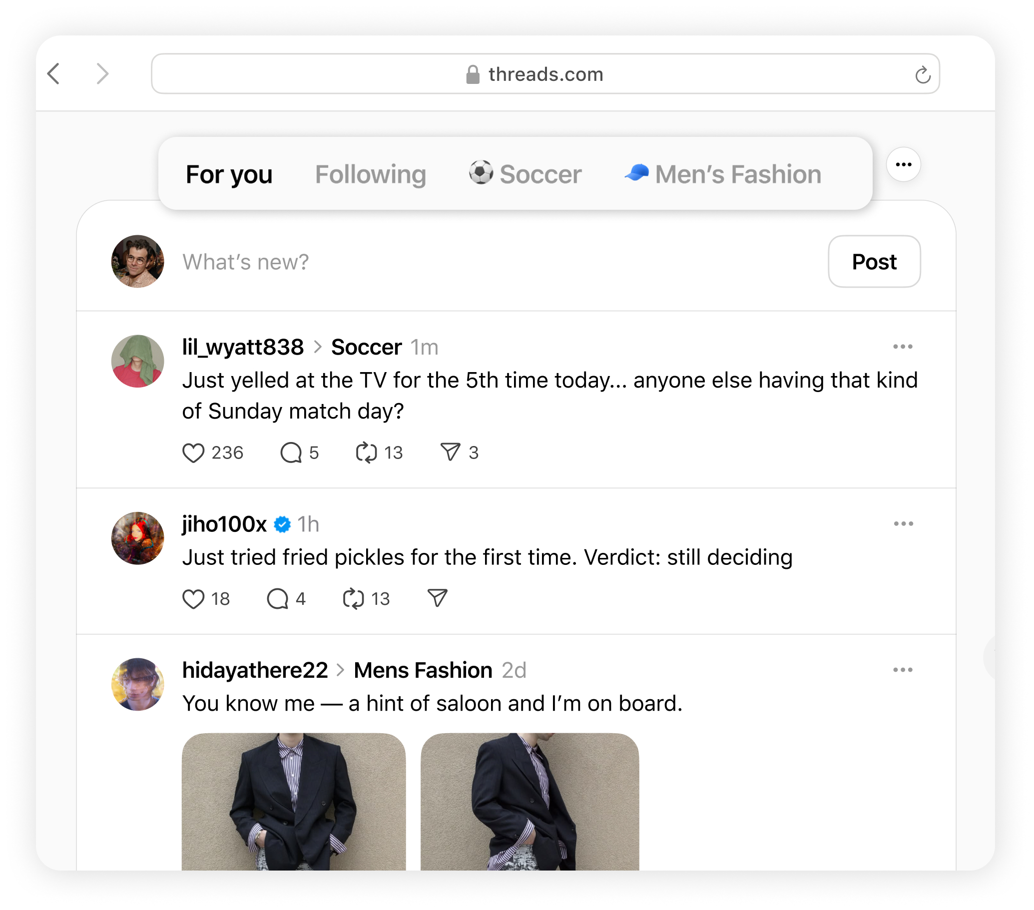 Update the Threads feed for the web version