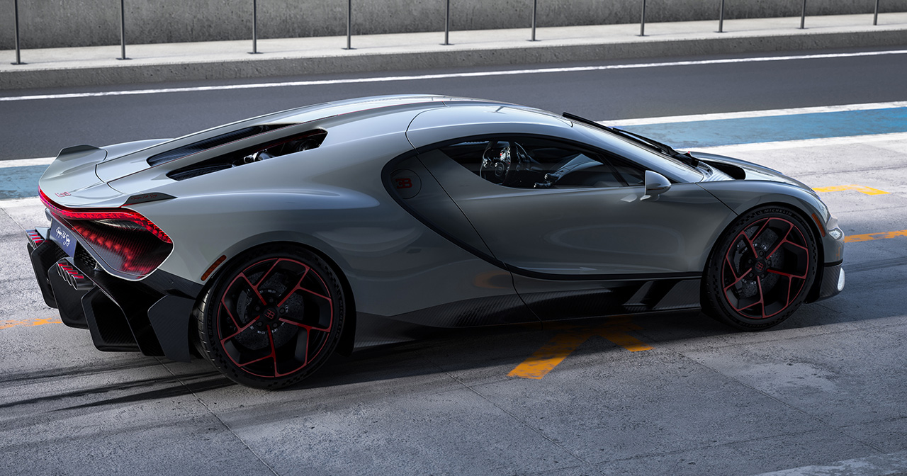 View of the aerodynamic elements of the Bugatti Tourbillon
