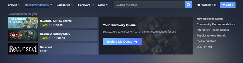 Updated Steam 1 shop menu