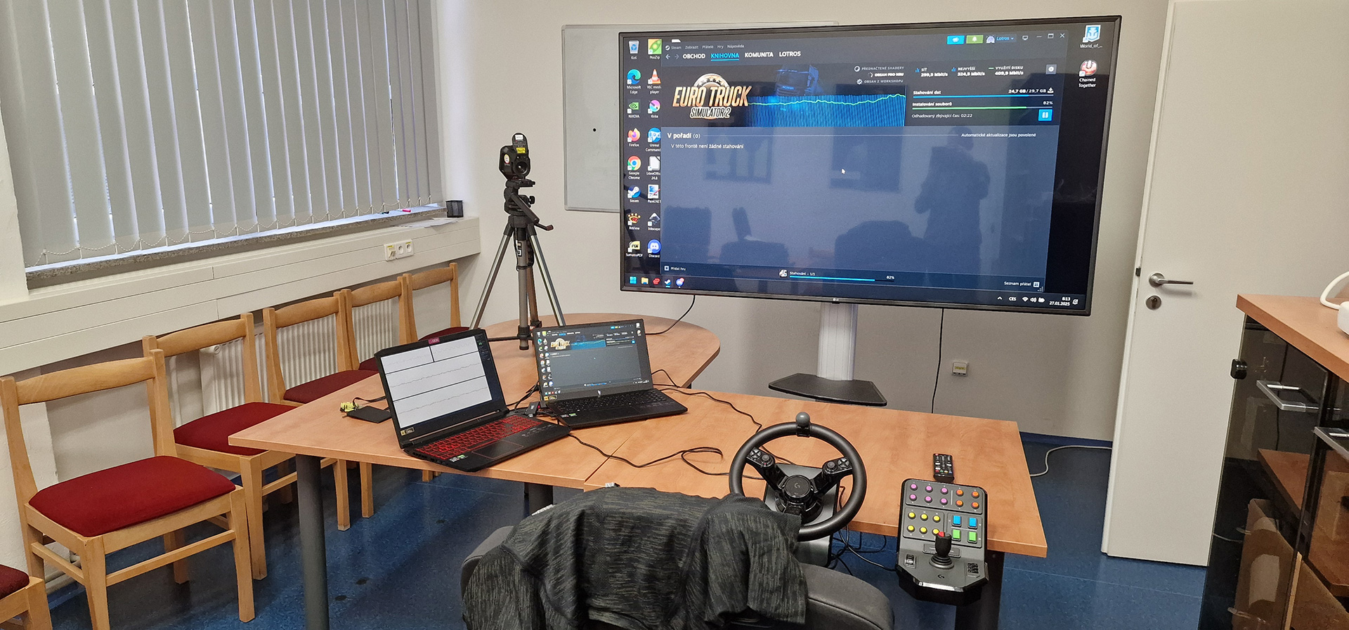 Player behind the wheel in Euro Truck Simulator 2