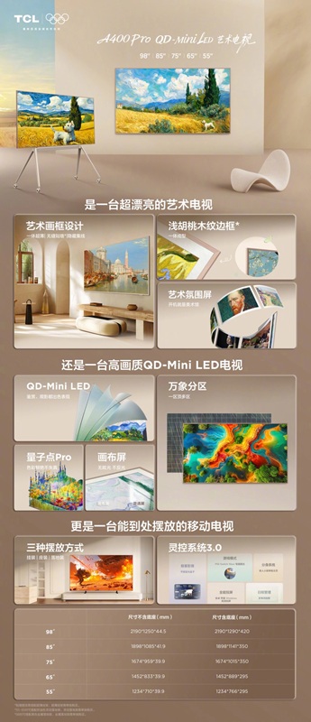 Телевизор TCL QD-Mini LED Art TV A400 Pro