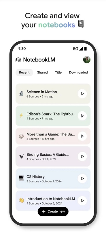 Third screen image of the NotebookLM application