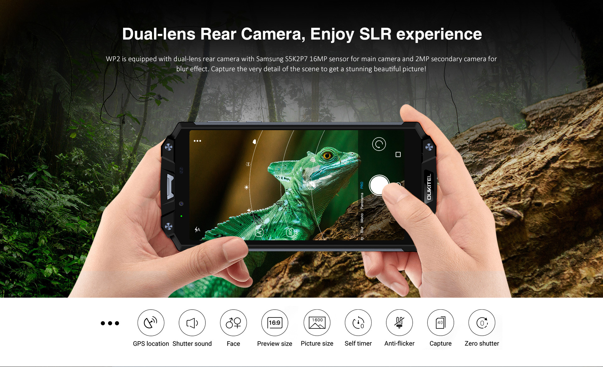 Смартфон OUKITEL WP2 появился в продаже: батарея на 10000 мАч и цена от $219,99-4 4. WP2 dual lens camera.jpg