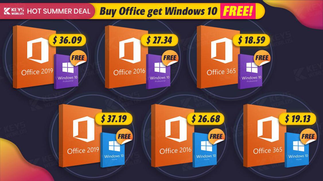 Летняя распродажа: скидки 50% на Microsoft Office, Windows 10 от $9 и подарки
