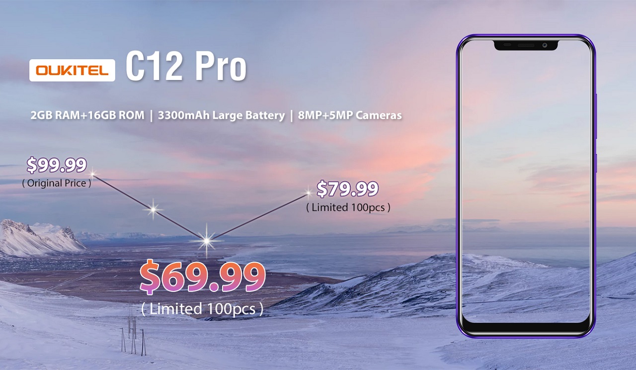 OUKITEL C12 Pro продается в онлайн-магазине Banggood по $69,99 OUKITEL C12Pro flash sale on banggood.jpg