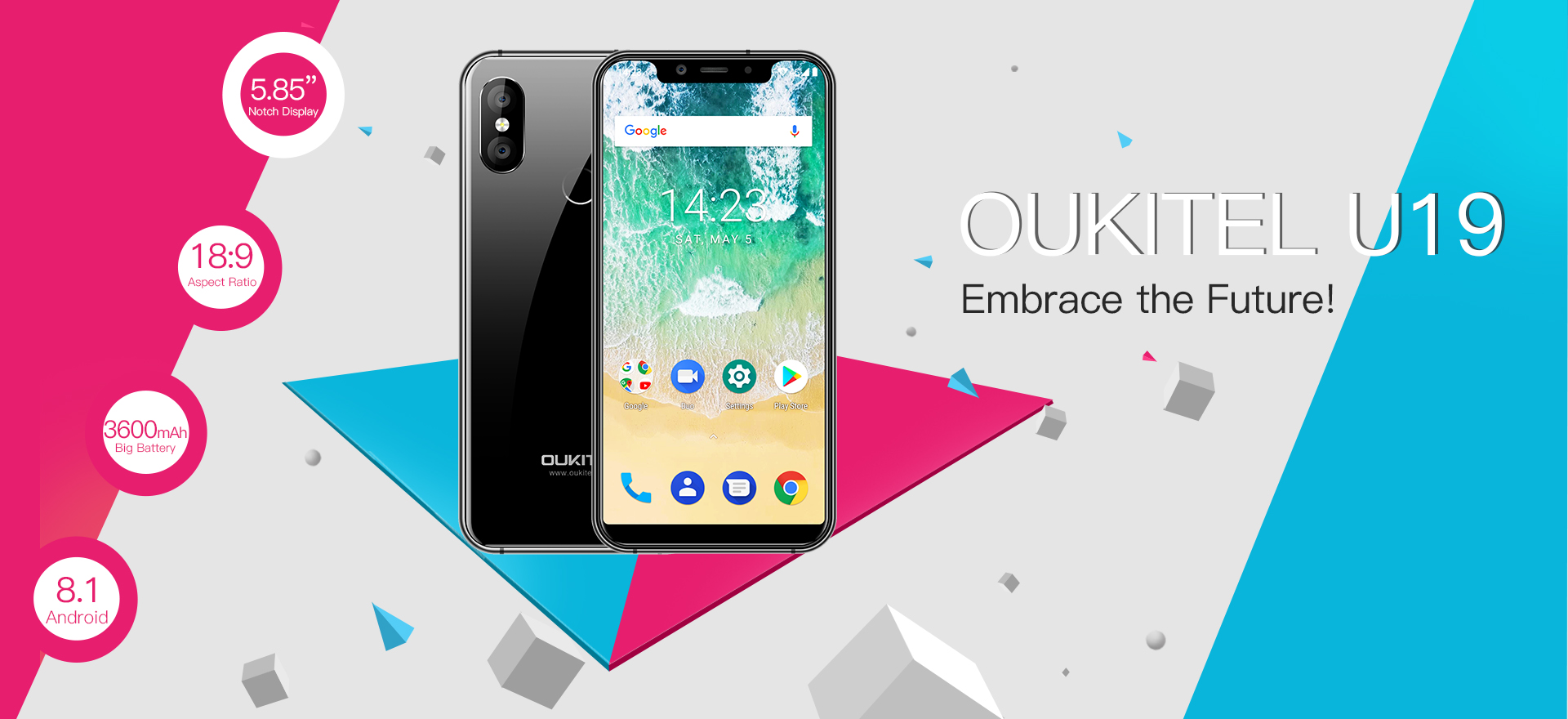 OUKITEL U19: свежий и стильный клон iPhone X по цене $100 OUKITEL U19-a new iPhone X clone.jpg