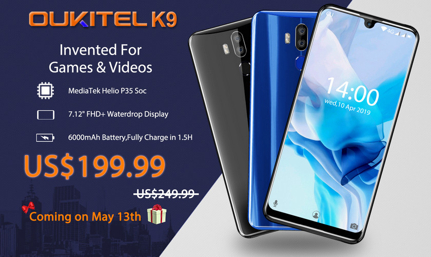 OUKITEL K9 с 7.12-дюймовым экраном снова на видео: чего ждать от гиганта за $200-2