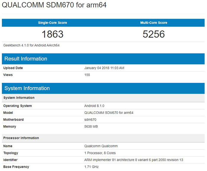 SoC Qualcomm Snapdragon 670 geekbench.JPG
