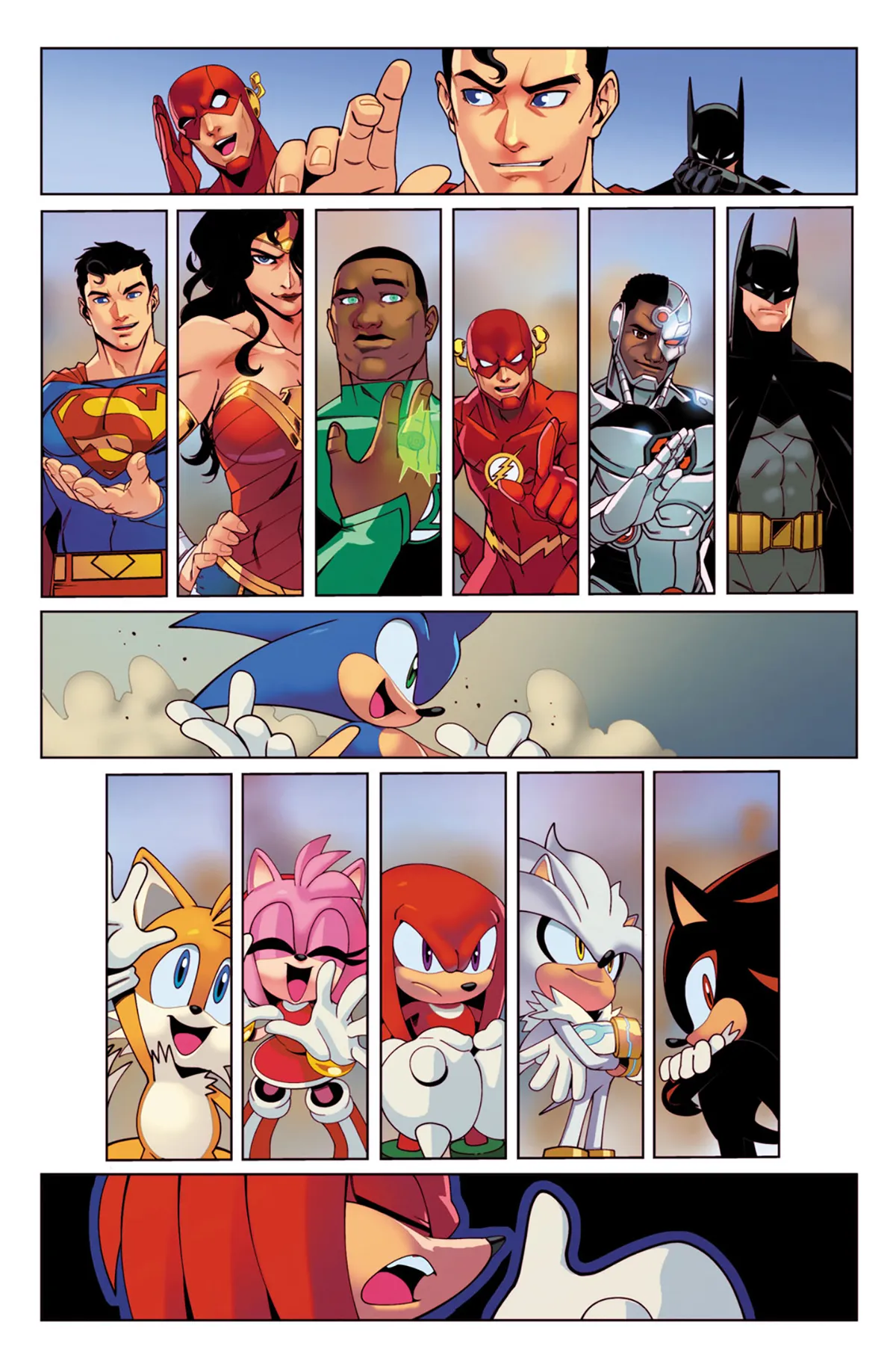 DC X Sonic the Hedgehog personnages de bandes dessinées