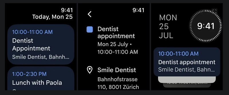 Google Календарь на Apple Watch