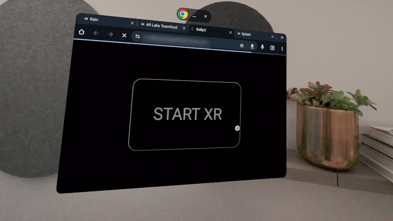 Chrome animation on Android XR, demonstrating WebXR features