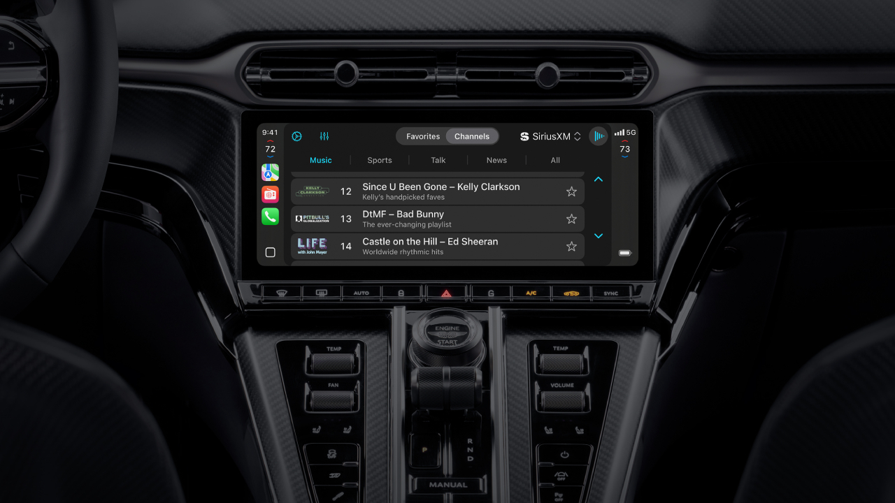 CarPlay Ultra dashboard with radio